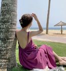 Sexy Solid Color Backless Summer Beach Vacation Dresses