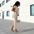 Polo Collar Hollow Backless High Waisted Maxi Dress Side Open