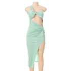 Sexy Solid Twisted Design High Slit Maxi Dress Off Shoulder Open Back
